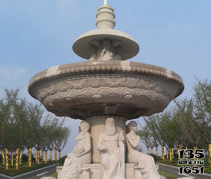 喷泉雕塑-大型园林景观西方人物大理石喷泉雕塑高清图片