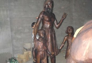亲情雕塑-母亲与孩子合影公园人物铜雕亲情雕塑