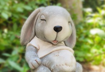 兔子雕塑-酒店一只呆萌睡觉的玻璃钢兔子雕塑