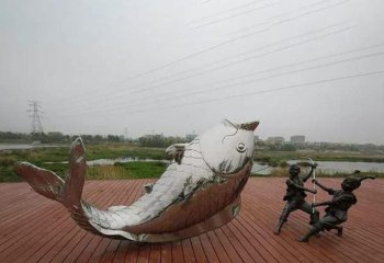 鲤鱼雕塑-公园里摆放的躺着的玻璃钢创意鲤鱼雕塑