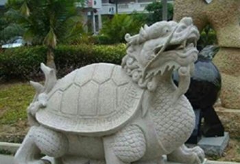 龙龟雕塑-公园里摆放的砂石石雕创意龙龟雕塑