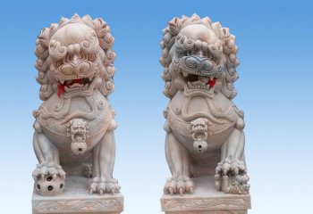 狮子雕塑-大理石石雕寺院庭院狮子雕塑