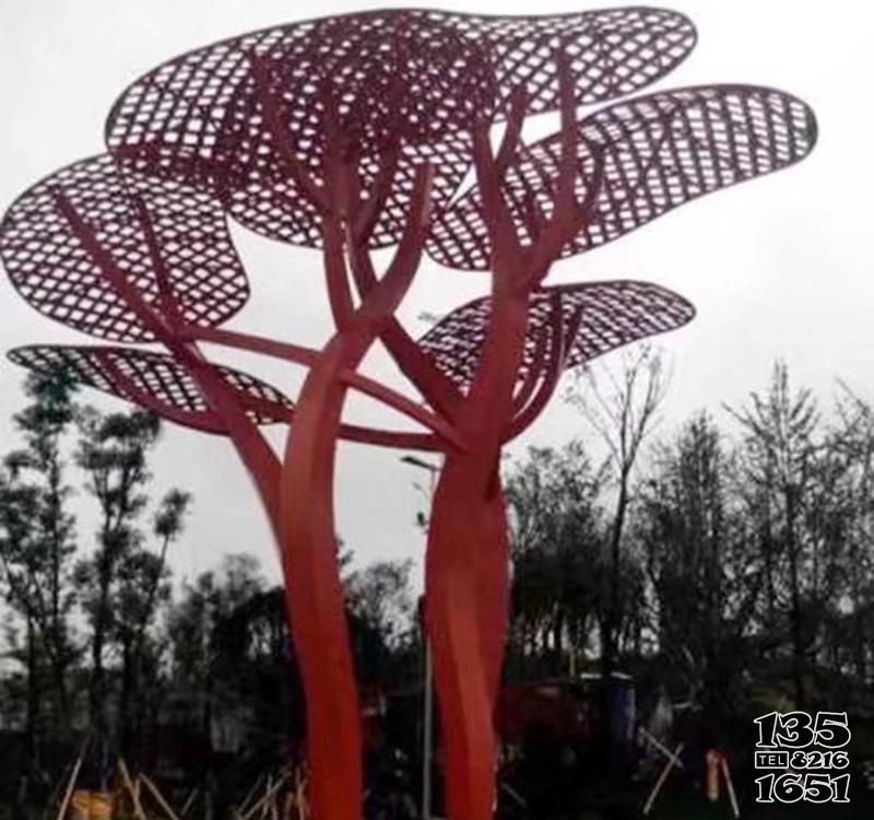 树雕塑-儿童游乐园网格不锈钢树雕塑高清图片