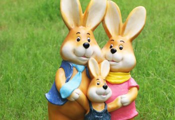 兔子雕塑-幼儿园摆放玻璃钢一家三口兔子雕塑