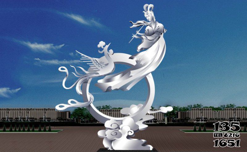 仙女雕塑-城市广场抽象不锈钢仙女雕塑高清图片