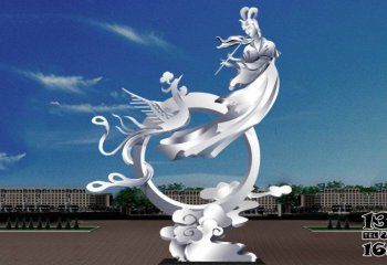 仙女雕塑-城市广场抽象不锈钢仙女雕塑