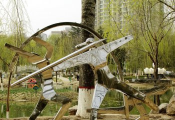 标枪雕塑-公园摆放镜面创意不锈钢标枪雕塑