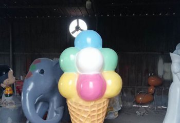 冰淇淋雕塑-儿童游乐园门口彩色球玻璃钢冰淇淋雕塑