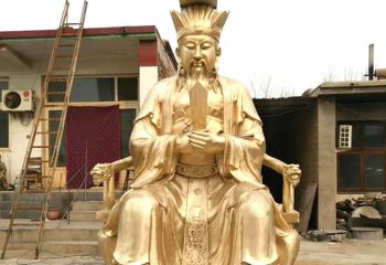 财神雕塑-大型神佛不锈钢喷金烤漆供奉财神雕塑