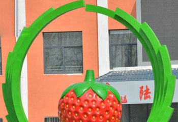 草莓雕塑-小区玻璃钢彩绘草莓雕塑