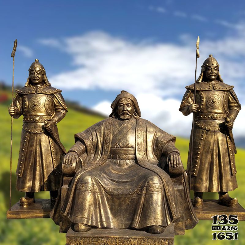 成吉思汗雕塑-玻璃钢仿铜历史名人古代著名人物成吉思汗雕塑雕像高清图片