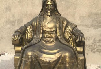 成吉思汗雕塑-古代名人铜雕园林成吉思汗雕塑