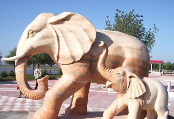 大象雕塑-城市广场大型景观装饰品大理石石雕大象雕塑