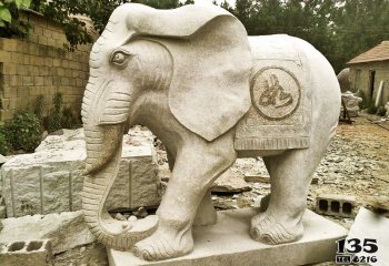 大象雕塑-公园大理石石雕户外园林景观大象雕塑