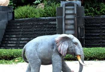 大象雕塑-公园户外大型景观玻璃钢仿真动物大象雕塑