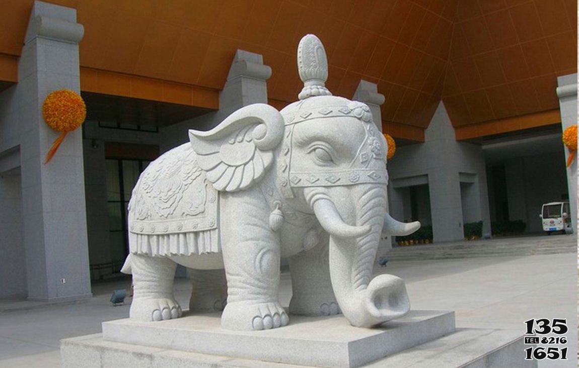 大象雕塑-汉白玉石雕浮雕庭院别墅镇宅招财大象雕塑