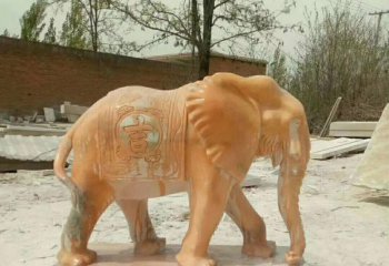 大象雕塑-户外景区大型景观黄蜡石大象雕塑
