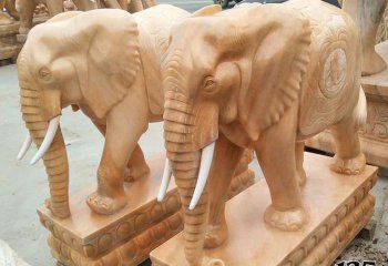 大象雕塑-黄蜡石石雕户外园林景观大象雕塑