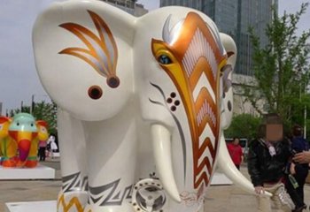 大象雕塑-景区广场创意玻璃钢彩绘大型户外景观大象雕塑