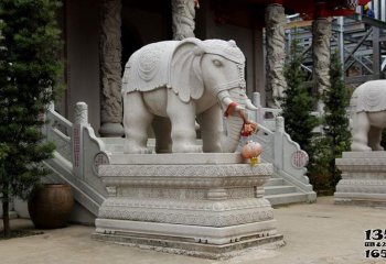 大象雕塑-酒店创意大型招财大理石石雕大象雕塑