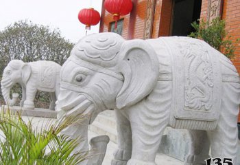 大象雕塑-酒店门口大象景观大理石石雕一对大象雕塑