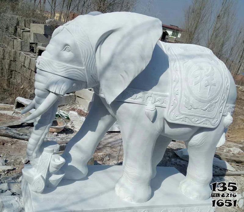 大象雕塑-酒店寺院大理石石雕大象雕塑高清图片