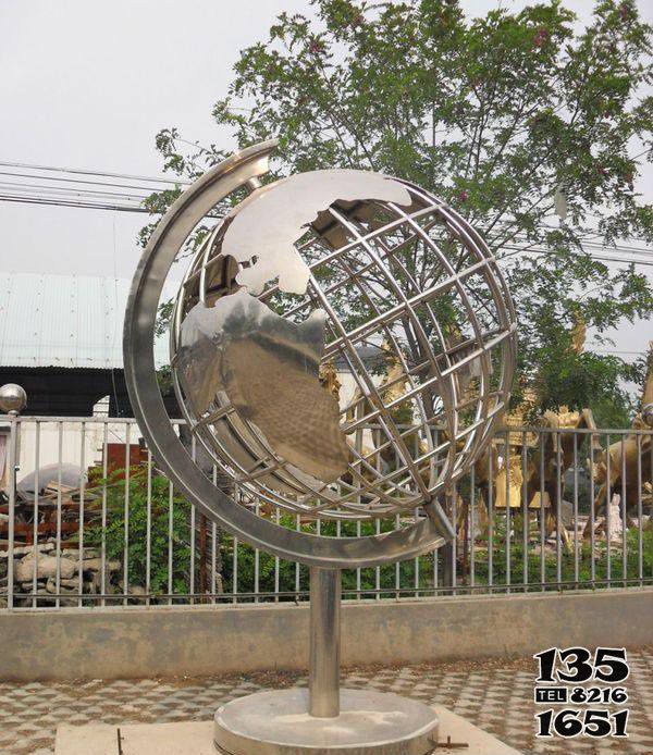 地球仪雕塑-不锈钢地球仪雕塑大型金属镂空圆球户外抽象景观创意标志摆件