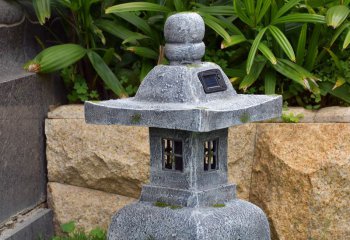 灯笼雕塑-太阳能仿真石雕落地灯装饰户外园林微景观灯