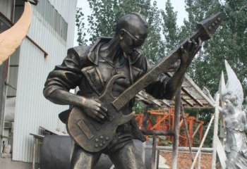 弹奏人物雕塑-弹吉他的人物娱乐场所门口铜雕弹雕塑