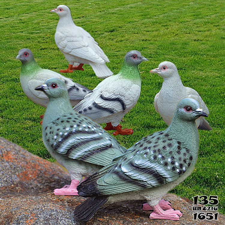 鸽子雕塑-户外草坪海边玻璃钢彩绘创意鸽子摆件