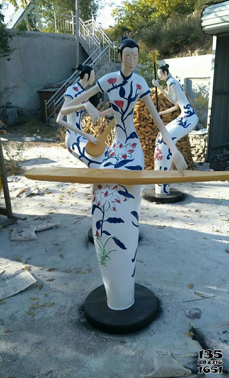梅兰竹菊雕塑-玻璃钢公园梅兰竹菊抽象人物雕塑高清图片