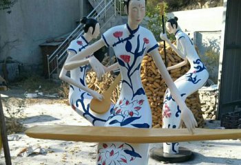 梅兰竹菊雕塑-玻璃钢公园梅兰竹菊抽象人物雕塑