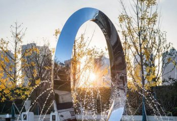 喷泉雕塑-公园不锈钢圆环水景喷泉景观雕塑