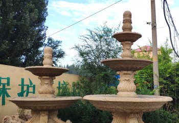 喷泉雕塑-法式石雕户外园林景观装饰品多层喷泉雕塑