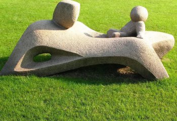 亲情雕塑-草坪创意石雕抽象母爱亲情石雕