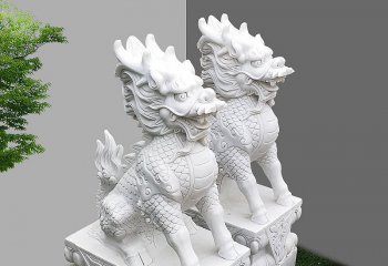 麒麟雕塑-庭院寺院汉白玉石雕麒麟雕塑