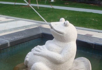 青蛙雕塑-池塘一只喷水的石雕青蛙雕塑