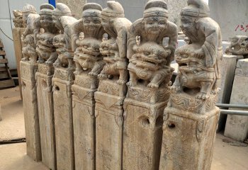 拴马柱雕塑-寺院户外摆放人物拴马柱摆件栓马柱雕塑