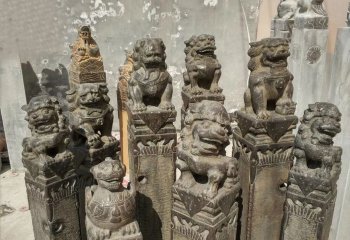 拴马柱雕塑-仿古青石狮子庭院门前拴马柱雕塑