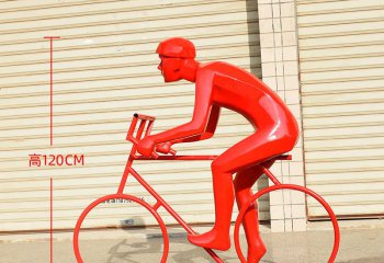 自行车雕塑-园林景观几何自行车运动人物玻璃钢学校园体育馆雕塑装饰摆件