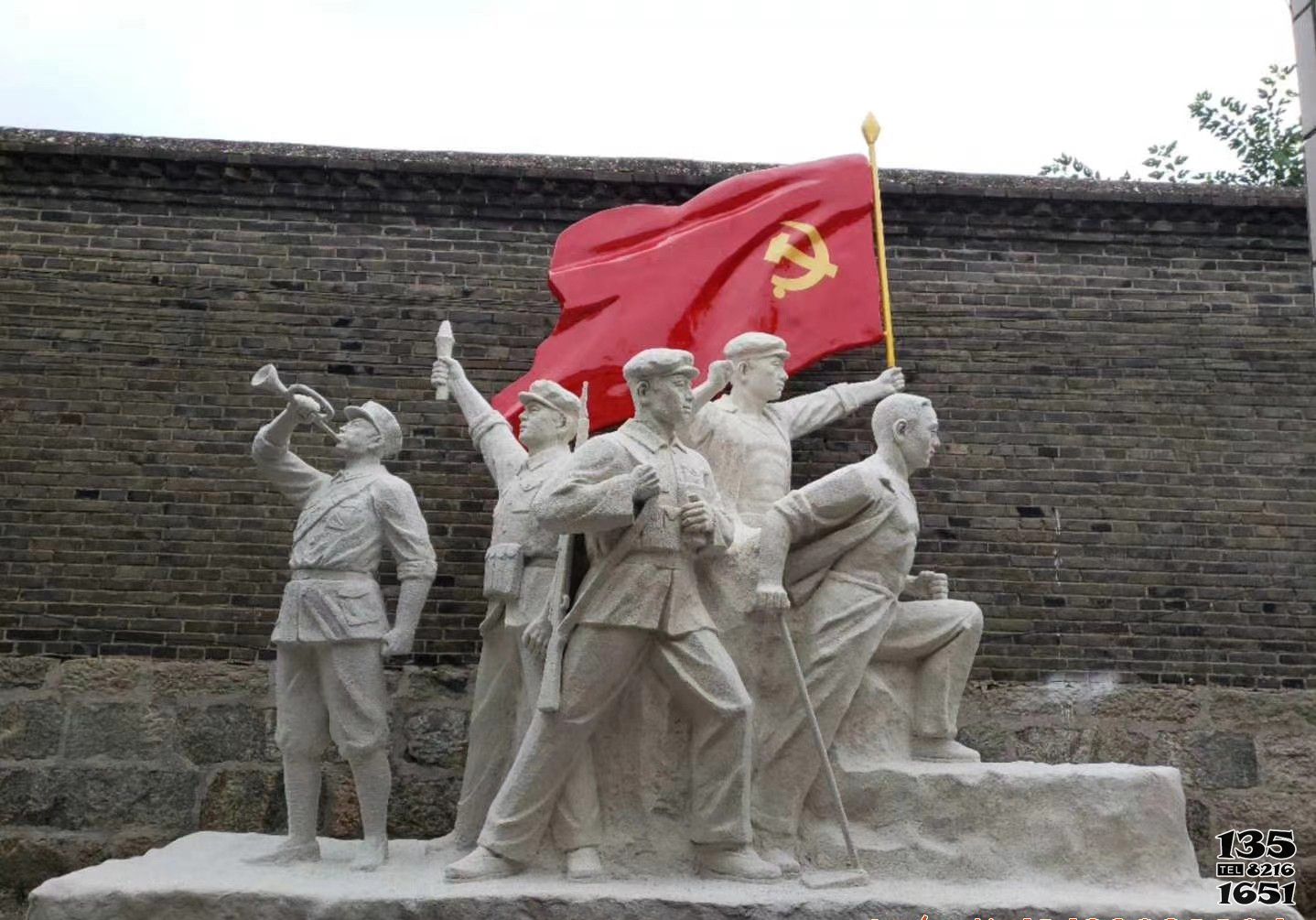 红军雕塑-景区大理石石雕红军雕塑高清图片