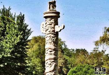 龙柱雕塑-景区户外大型景观大理石石雕浮雕龙柱雕塑