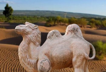 骆驼雕塑-园林摆放着一只抬头的花岗岩石雕创意骆驼雕塑