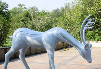梅花鹿雕塑-公园不锈钢大型不锈钢仿真动物梅花鹿雕塑