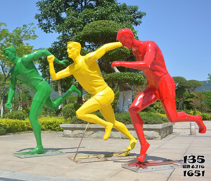 跑步雕塑- 公园小区学校广场玻璃钢跑步运动人物雕塑
