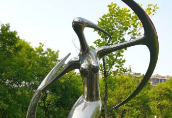 射击雕塑-公园不锈钢抽象女孩射箭雕塑