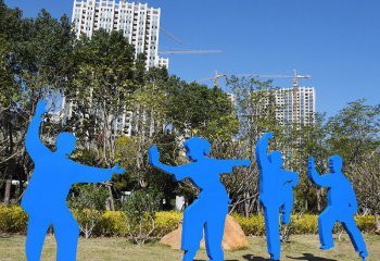 太极雕塑-城市广场不锈钢彩绘太极人物雕塑