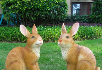 兔子雕塑-别墅两只玻璃钢创意兔子雕塑