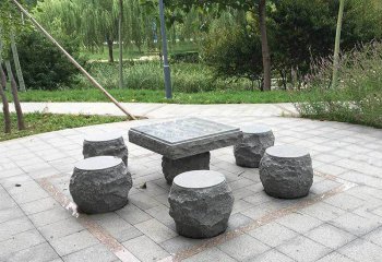 桌椅雕塑-园林室外摆放大理石桌凳景观雕塑