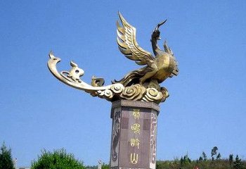 凤凰雕塑-广场不锈钢浮雕飞翔的凤凰雕塑